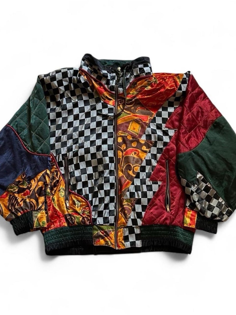 Vintage 1990s Giacca Sport Multicolor Patchwork Bomber Jacket M